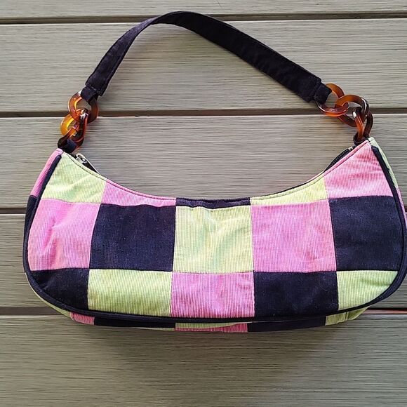 Top it Off Corduroy Patchwork Shoulder Top Handle Bag Y2K - Picture 1 of 9